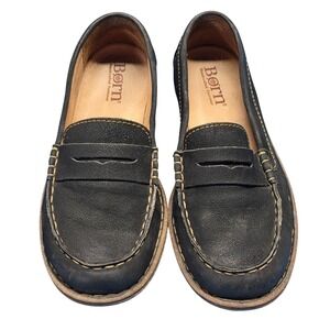 Born Nerina Footwear Black Suede Penny Loafer Shoes Women 9.5 Preppy Office